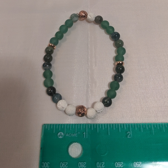2 bracelet set in green stones and lava stones - Picture 3 of 3